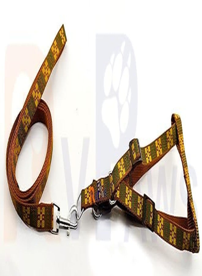 Pups&Pets Nylon 15MM Pet Adjustable Soft Nylon Dog Printed Harness and Leash Set Suitable for Puppies, Cats and Kitten Outdoor Walking - Small (Golden) - Image 4